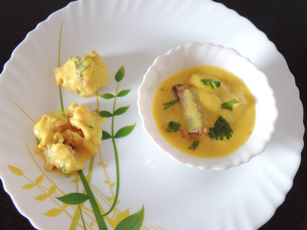 As you can see pakoda of kadhi is very soft. This gives very soothing taste to kadhi.