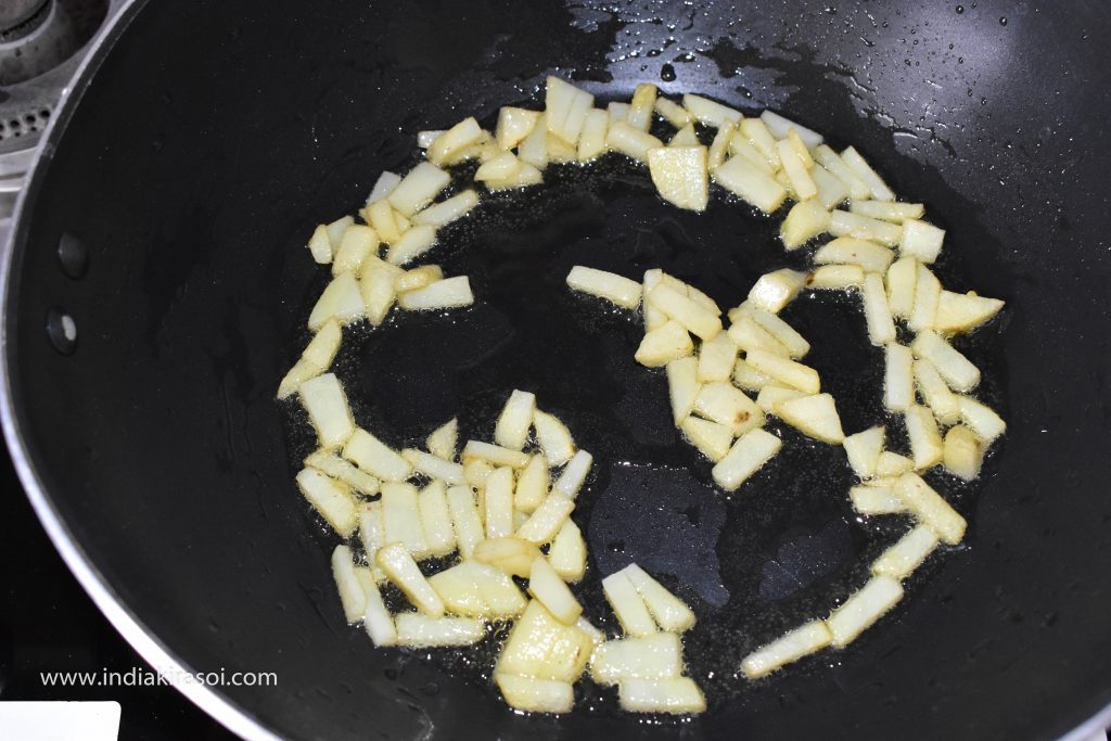 Fry the potatoes on medium heat