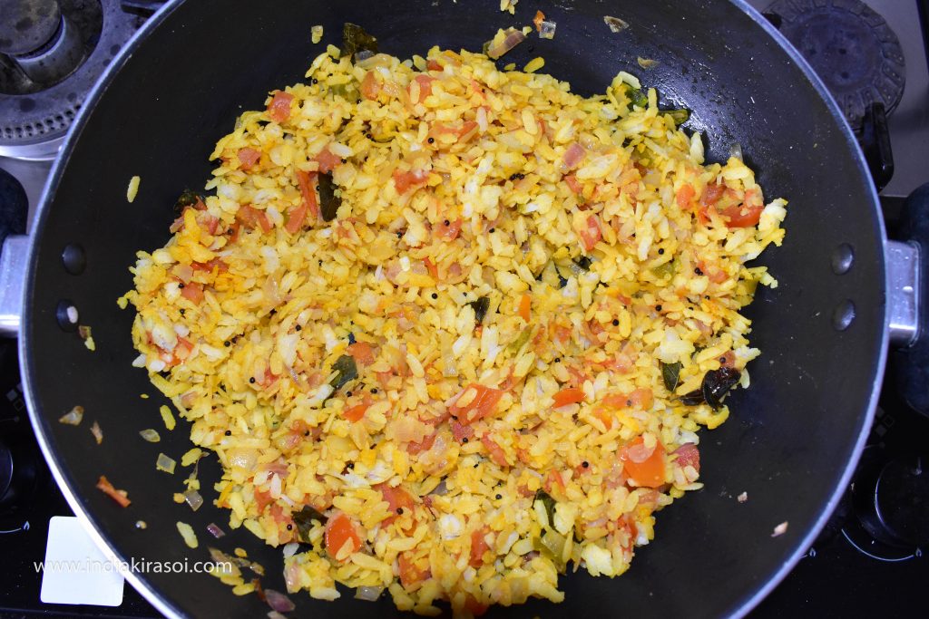 Mix the poha well and add some salt