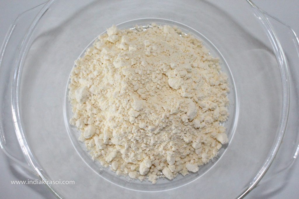 To make pakora's of besan pakora kadhi/ gram pakora kadhi, take 4 spoons gram flour.
