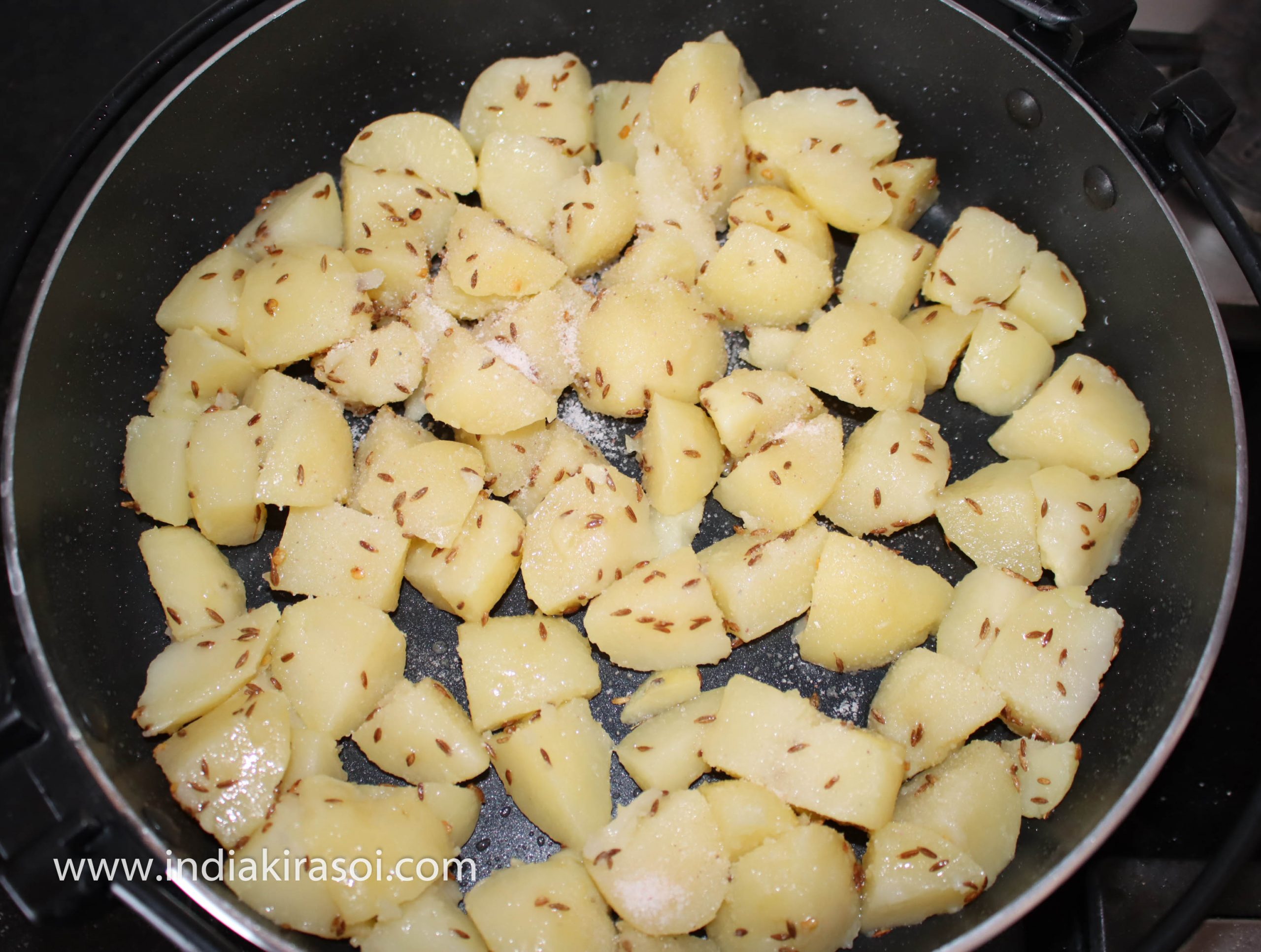 Add salt in the potato as per taste.